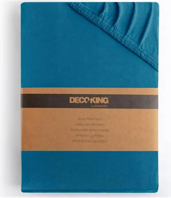 Produktbild von DecoKing Spannbettlaken 200x220 220x240 cm 100% gekämmte Baumwolle Blau Spannbetttücher Jersey Boxspringbett Amber 200 x 220 240