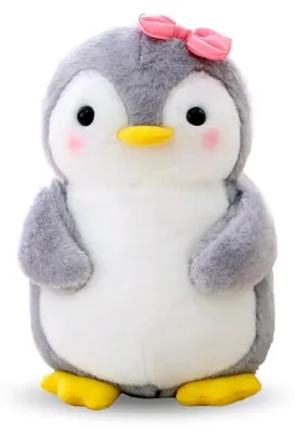 Zdjęcie produktu dla Miękaka zabawka, pingwin, pluszowa, 25 cm, szary, z kokardką