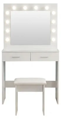 Immagine prodotto di Tavolo Trucco Toiletta Specchio Illuminato LED Cassetti Mobile 80x33x140 Cm