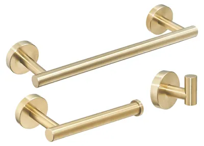 3-in-1 Toiletpapierhalter, Handtuchhalter, gebürstetes Gold, Edelstahl