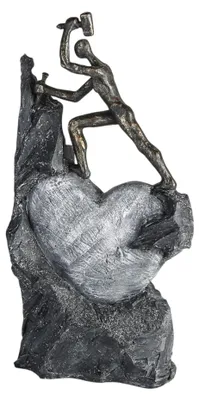 Skulptur Herz, Poly, bronzefarben, 37 x 19 cm
