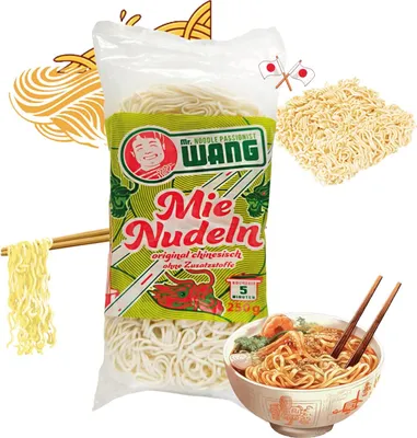 Produktbild von Mr. WANG Mie Nudeln 250g - Instant Nudeln - Idea für gebratene Nudeln oder Suppen - Schnell und einfach - ohne Ei Vegan