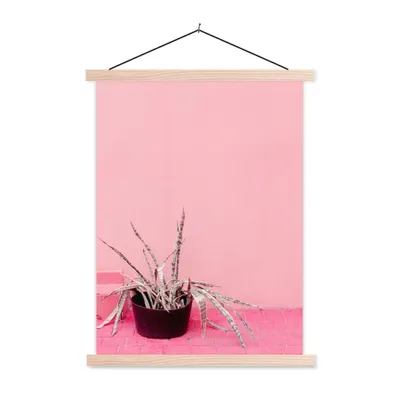 Produktbild von MuchoWow® Textilposter Sommer - Rosa - Pflanzen 40x53 cm mit holzfarbenen Rahmen - Schlafzimmer
