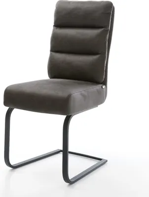 Produktbild von DELIFE Freischwinger Pela-Flex Mikrofaser Anthrazit Vintage Freischwinger flach Schwarz Taschenfederkern