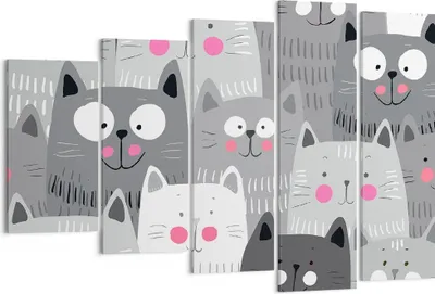 Produktbild von Bild auf Leinwand - Leinwandbild - Kittys Tiere Illustration - 150x100cm - Wand Bild - Wanddeko - Leinwanddruck - Bilder - Kunstdruck - Wanddekoration - Leinwand bilder - Wandkunst - EG150x100-2890