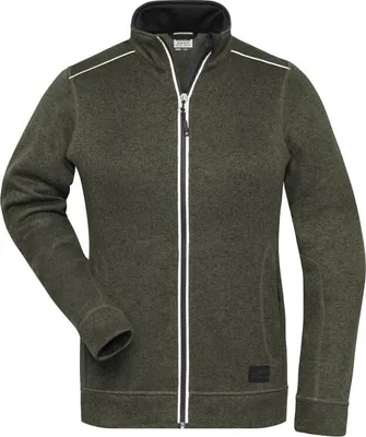 Produktbild von Pflegeleichte Strickfleece-Jacke olive-melange/black, Gr. M