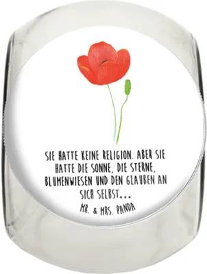 Produktbild von Mr. & Mrs. Panda Kaffeedose Blume Mohnblume XL 2000ml - Weiß - Geschenk, Bonbonglas, Respekt, Glasdose, Motivation, Selbstliebe, glasbehälter, Blumen, Bonboniere, Glaube