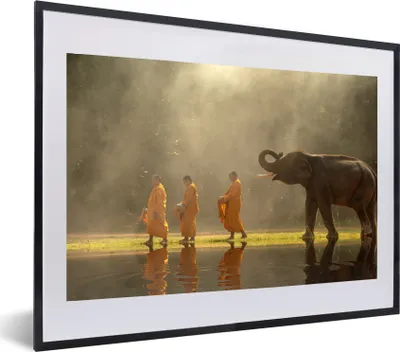 Produktbild von MuchoWow® MuchoWow® Gerahmtes Poster Elefant - Wasser - Tiere - Natur 60x40 cm - Poster mit zchwarzem Bilderrahmen - Schlafzimmer - Plakat in Rahmen - Drucken