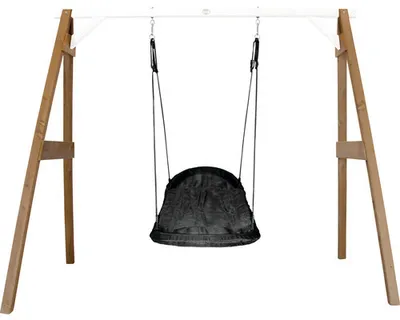 Productafbeelding van AXI Nestschommel Roxy met frame van hout in bruin & wit | Vrijstaande schommel voor kinderen met nest schommelzitje | Schommelset enkel voor tuin / buiten