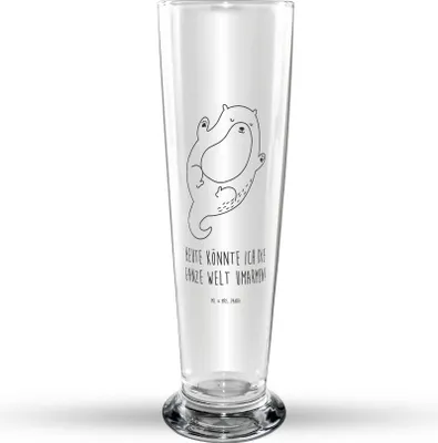 Produktbild von Mr. & Mrs. Panda Bier Glas Otter Umarmen - Transparent - Geschenk, glücklich, Bierbecher, gut Gelaunt, Hallo, Bierglas, Trinkglas, Seeotter See, Glasbierglas, Glasbecher