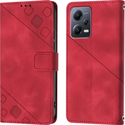 Obrázek produktu pro Pouzdro pro Xiaomi Redmi Note 12 Embossed Flipové kožené pouzdro se stojánkem Red