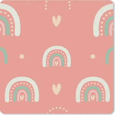 Produktbild von MuchoWow® Mauspad Mousepad Mädchen - Regenbogen - Herzen - Muster - Mädchen - Rosa - Kinder - Kind 20x20 cm - Mousepads - Maus Mat - Pad - Mausunterlage - Desk Mat - Bureauartikeln