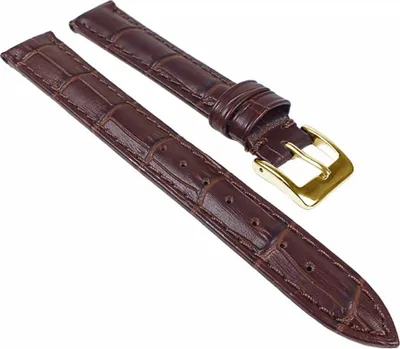 Produktbild von Alligator Prägung Ersatzband Uhrenarmband Kalbsleder Band Dunkelbraun 22964G, Stegbreite:14mm