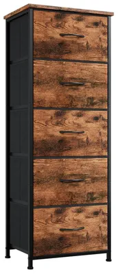 Produktbild von Stoffkommode mit 5 Schubladen 30x42x114,5 cm Holzmaserung