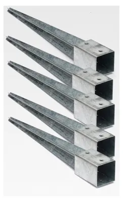 Produktbild von 5er Set Einschlaghülsen 90x90 mm feuerverzinkt für Holzpfosten