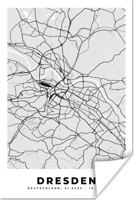 Produktbild von MuchoWow® Poster Deutschland - Karte - Dresden - Stadtplan - Karte 40x60 cm - Plakate für die Wand - Poster Babyzimmer