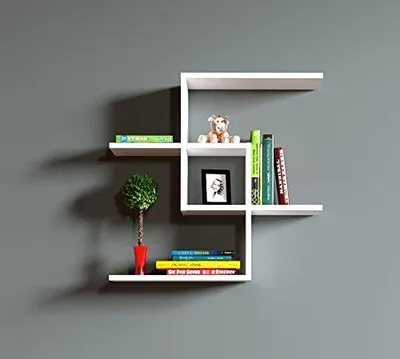 Produktbild von HOMIDEA Chain Wandregal Bücherregal Hängeregal Dekoregal für Wohnzimmer im modernen Design (Weiß)