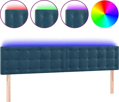 Produktbild von vidaXL LED Kopfteil Dunkelblau 180x5x78/88 cm Samt