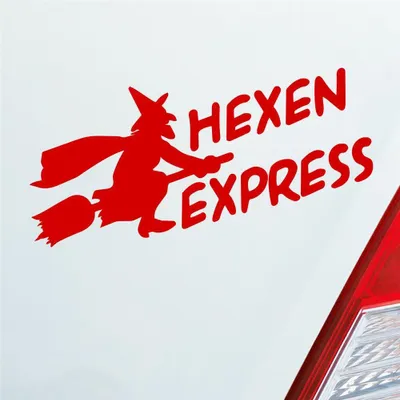 Produktbild von Auto Aufkleber Hexen Express Witch Besen Magic 15x7 cm Rot Sticker Heckscheibenaufkleber