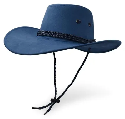 Immagine prodotto di Cappello da cowboy, cappello da sole, ecopelle, pelle scamosciata, taglia unica, blu navy