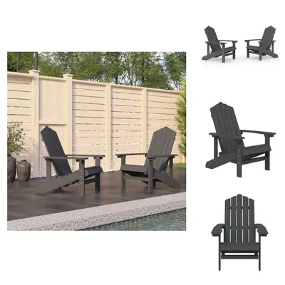 Produktbild von vidaXL Adirondack-Gartenstühle 2 Stk. HDPE Anthrazit -  Gartenstühle