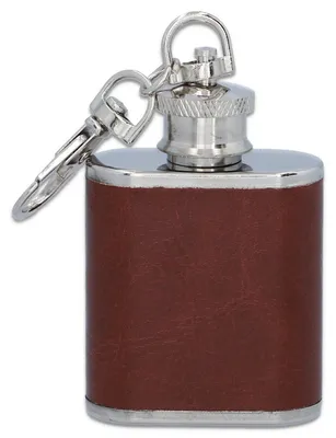 Produktbild von Brauner Flachmann aus Ökoleder 30ml Edelstahl