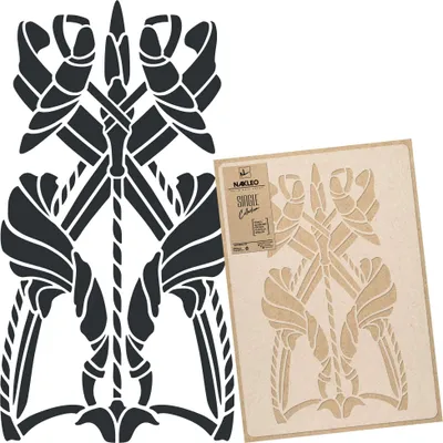 Produktbild von Große Malschablonen L 59x95 cm, Jugendstil Sezession Ornament Blume Muster, Wiederverwendbare Kunststoff Wandschablone