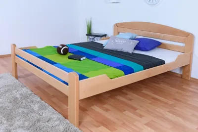 Produktbild von Jugendbett "Easy Premium Line" K5, 160 x 200 cm Buche Vollholz massiv Natur, inkl. Lattenrost