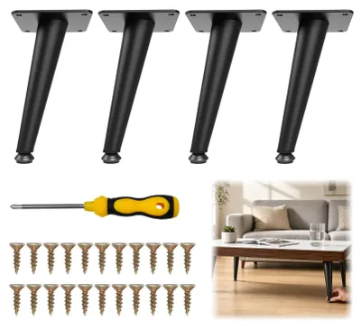 Produktbild von Möbelbeine - 4 Stück Schräg Metall mit Bodenbeschützern (40,5 cm)
