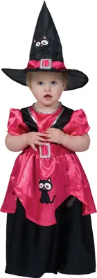 Produktbild von Kleines süßes Hexen-Kostüm für Mädchen Halloweenkostüm schwarz-pink