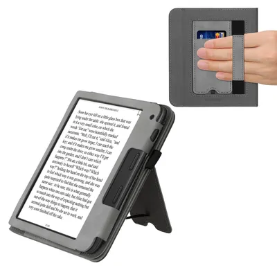 Produktbild von kwmobile Schutzhülle kompatibel mit Tolino Vision 6 Flip Hülle - Cover mit Handschlaufe - Pusteblume Love Grau