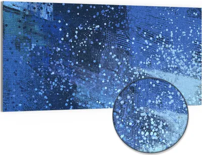Produktbild von DEQORI Hybrid Leinwand Bild 100x50 cm 'Blaue Impression' Wandbild Glas flach modern