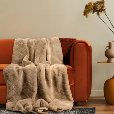 Produktbild von Deko Wohnzimmer Decke Kuscheldecke Tagesdecke Sofadecke Waschbar Schlafzimmer 150x200cm Beige