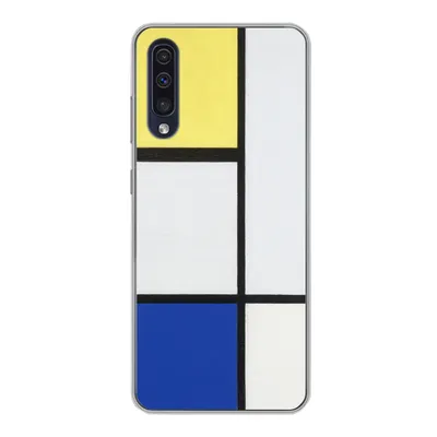 Produktbild von MuchoWow® Handyhülle Schutzhülle Hülle für Samsung Galaxy A30s Komposition mit Gelb, Blau und Schwarz - Piet Mondrian Silikon Softcase Handy Hülle - Karteninhaber