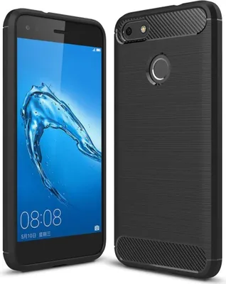 Produktbild von Schutzhülle Handyhülle für Huawei Y6 (2017) Case Cover Carbon Optik Schwarz