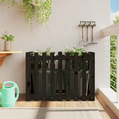 Zdjęcie produktu dla Maison Exclusive – podwyższona grządka z listewkami, czarna, 100 x 50 x 70 cm, lite drewno sosnowe