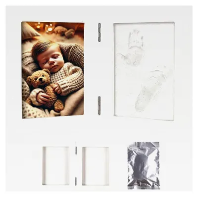 Produktbild von Gipsabdruck-Set mit Holzrahmen für Baby-Hand- und Fußabdrücke