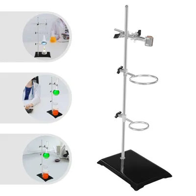 Obrázek produktu pro Držák laboratorního stojanu Laboratorní stativová deska Tyčová svorka Kovová laboratorní stativová sada Chladičový držák pro chemii Fyzika Experiment 50 cm Podpůrný sloupek Rámový kroužek Clip