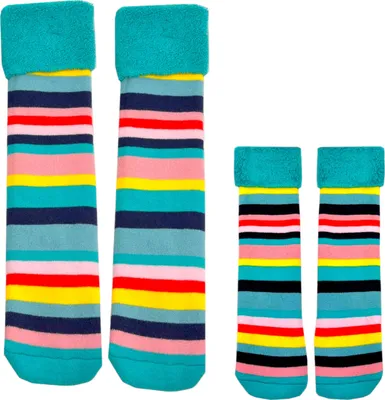 Produktbild von Bunte Streifen Socken Cucamelon Kuschelsocken für Mama und Kind in 38-40 & 1-4