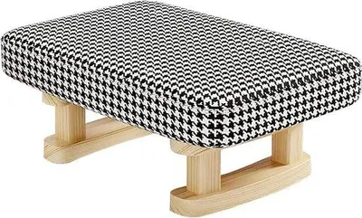 Productafbeelding van Famanu voetenbank met beklede zitvlak en houten poten - Ottomaan voor woonkamer en slaapkamer