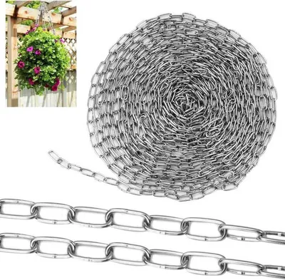 Starke Runde Stahlkette von 10 m, 1,5 mm dicke Edelstahlkette zum Aufhängen und Befestigen