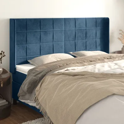 Produktbild von Möbel Kopfteil mit Ohren Dunkelblau 203x16x118/128 cm Samt - Bettkopfteil 3119650
