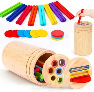 Produktbild von Montessori Spielzeug ab 1 2 Jahr, Spielzeug ab 1 2 Jahre Farbe Sortierspiel | Holzspielzeug ab 1 Jahr, Baby Spielzeug 1 Jahr, Geschenk Mädchen Jungen 1 2 Jahre, Sensorik Spielzeug, Motorikspielzeug