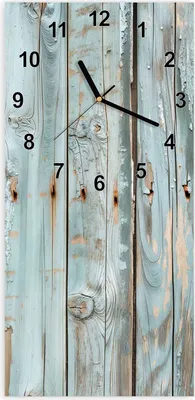Produktbild von Wanduhr aus Glas mit Motiv Verwittertes Holz- 30 x 60 cm - inkl. Aufhängesystem
