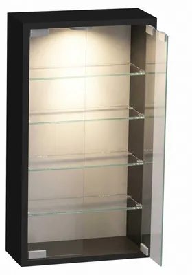 Image de VDD – Vitrine avec verre – Vitrine avec éclairage LED – Petite vitrine – 40 x 12 x 60 cm – Noir