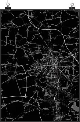 Produktbild von Mr. & Mrs. Panda wanddeko Halle Neustadt DIN A4 - Geschenk, Wandbild, Stadt Dorf Karte Landkarte Map Stadtplan, Wandschmuck, drucke, Kunstdruck, Bild