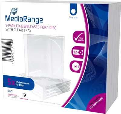 Obrázek produktu pro MEDIARANGE BOX31-T - Šperkovnice - 1 disk - Transparentní - Plast - 120 mm - 140 mm