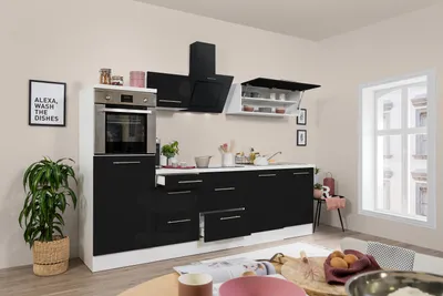 Produktbild von Küche Küchenzeile Küchenblock Weiß Schwarz Amanda 280 cm Respekta Premium
