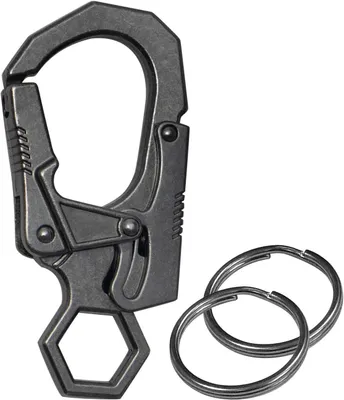 Imagen del producto de Llavero con mosquetón doble, fabricado en aleación de zinc, ideal para actividades al aire libre, para llaves, camping y deportes