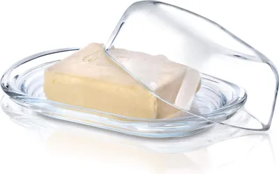 Produktbild von KADAX Butterdose aus Glas "Prato", klassische Butterschale, Butterbox mit Deckel, transparent, 20 cm, 1 Stück